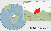 Savanna Style Location Map of Labrea, highlighted parent region, hill shading