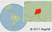 Savanna Style Location Map of Labrea, hill shading