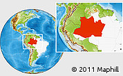 Physical Location Map of Amazonas, highlighted country