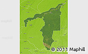 Satellite 3D Map of Manicore, physical outside