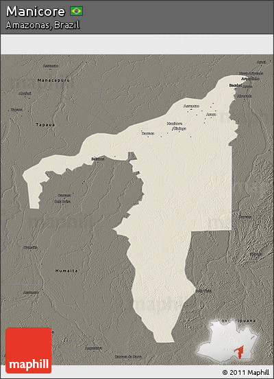 Shaded Relief 3D Map of Manicore, darken
