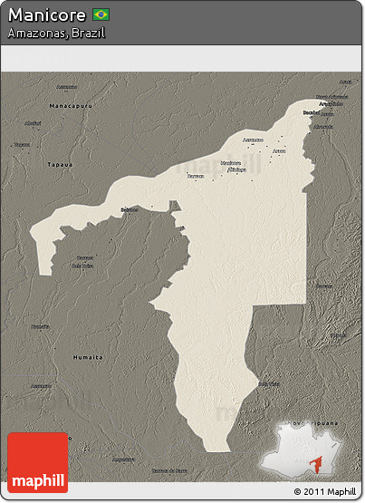 Shaded Relief 3D Map of Manicore, darken