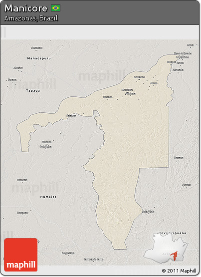 Shaded Relief 3D Map of Manicore, semi-desaturated
