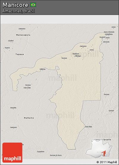 Shaded Relief 3D Map of Manicore, semi-desaturated