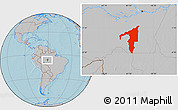 Gray Location Map of Manicore, hill shading