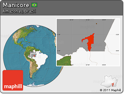 Satellite Location Map of Manicore, highlighted country, highlighted parent region