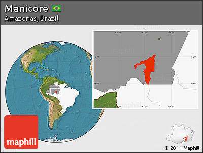Satellite Location Map of Manicore, highlighted country, highlighted parent region