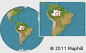 Satellite Location Map of Manicore, highlighted parent region, within the entire country