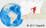 Shaded Relief Location Map of Manicore, highlighted parent region