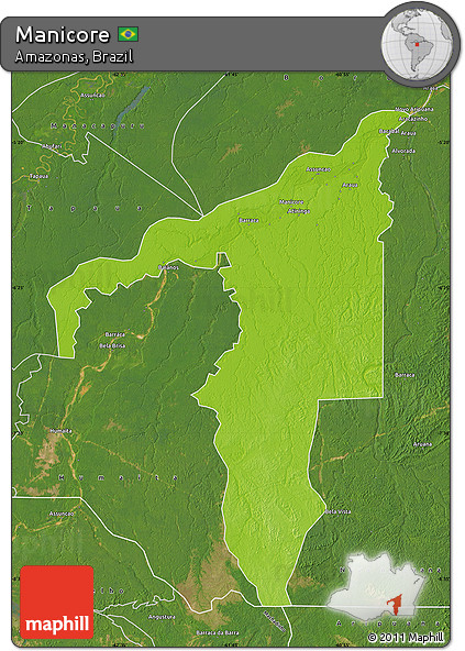 Physical Map of Manicore, satellite outside