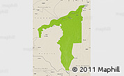 Physical Map of Manicore, shaded relief outside