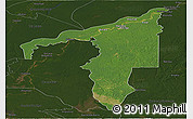 Satellite Panoramic Map of Manicore, darken