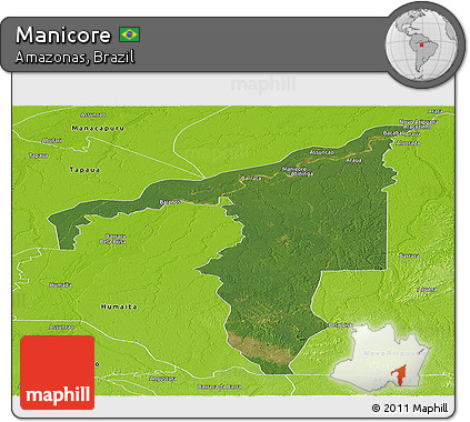 Satellite Panoramic Map of Manicore, physical outside