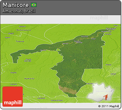 Satellite Panoramic Map of Manicore, physical outside