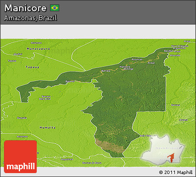 Satellite Panoramic Map of Manicore, physical outside