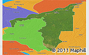 Satellite Panoramic Map of Manicore, political outside