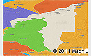 Shaded Relief Panoramic Map of Manicore, political outside