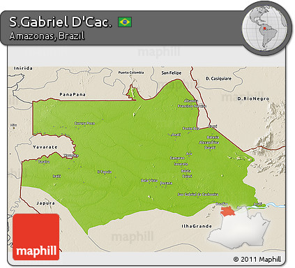 Physical 3D Map of S.Gabriel D'Cac., shaded relief outside