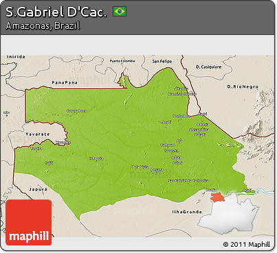 Physical 3D Map of S.Gabriel D'Cac., shaded relief outside