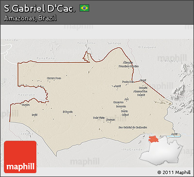 Shaded Relief 3D Map of S.Gabriel D'Cac., lighten, semi-desaturated