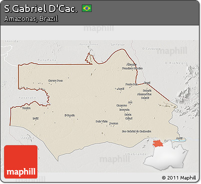 Shaded Relief 3D Map of S.Gabriel D'Cac., lighten, semi-desaturated