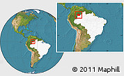 Satellite Location Map of S.Gabriel D'Cac., highlighted country, within the entire country