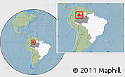 Savanna Style Location Map of S.Gabriel D'Cac., highlighted country, highlighted parent region, within the entire country, hill shading