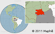 Savanna Style Location Map of S.Gabriel D'Cac., highlighted country, highlighted parent region, hill shading