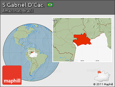 Savanna Style Location Map of S.Gabriel D'Cac., highlighted parent region, hill shading