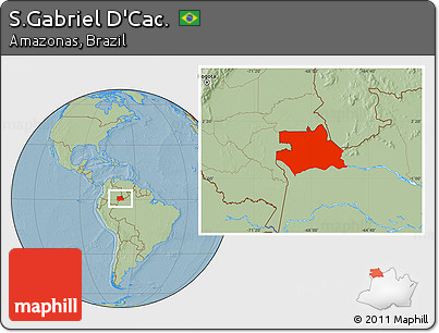 Savanna Style Location Map of S.Gabriel D'Cac., hill shading