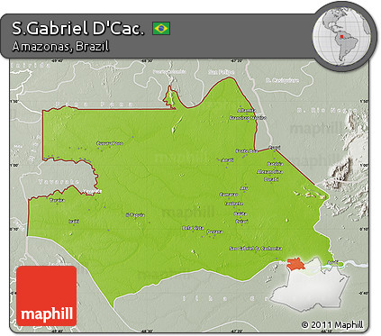 Physical Map of S.Gabriel D'Cac., lighten, semi-desaturated