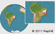Satellite Location Map of Caravelas, highlighted parent region, within the entire country