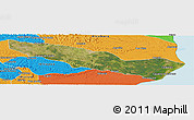 Satellite Panoramic Map of Caravelas, political outside