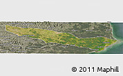 Satellite Panoramic Map of Caravelas, semi-desaturated
