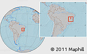 Gray Location Map of Dom Basilio, within the entire country, hill shading