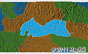 Political 3D Map of Medeiros Neto, darken