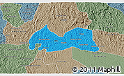 Political 3D Map of Medeiros Neto, semi-desaturated