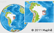 Physical Location Map of Medeiros Neto, highlighted country, highlighted parent region, within the entire country