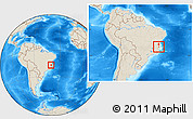 Shaded Relief Location Map of Medeiros Neto, within the entire country