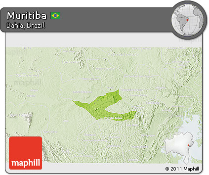 Physical 3D Map of Muritiba, lighten
