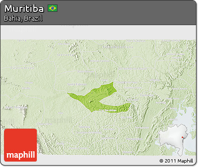 Physical 3D Map of Muritiba, lighten