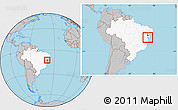 Gray Location Map of Muritiba, highlighted country, within the entire country