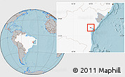 Gray Location Map of Muritiba, highlighted country, hill shading