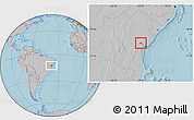 Gray Location Map of Muritiba, hill shading