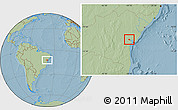 Savanna Style Location Map of Muritiba, hill shading