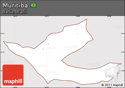 Classic Style Simple Map of Muritiba, cropped outside
