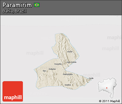 Shaded Relief 3D Map of Paramirim, single color outside