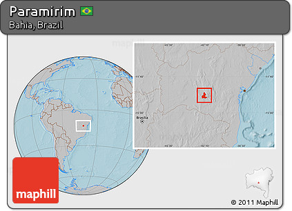 Gray Location Map of Paramirim, hill shading