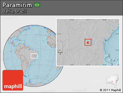Gray Location Map of Paramirim, hill shading