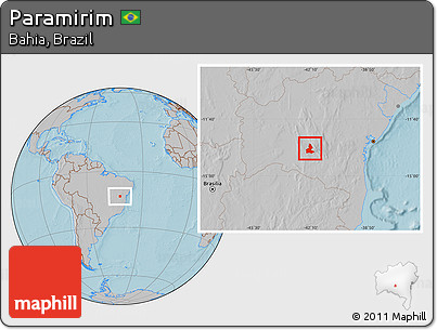 Gray Location Map of Paramirim, hill shading